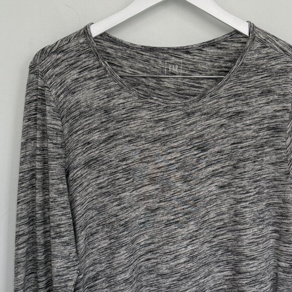 GAP Featherweight Long Sleeve Crewneck T-Shirt Marled Grey XXL - Picture 1 of 7